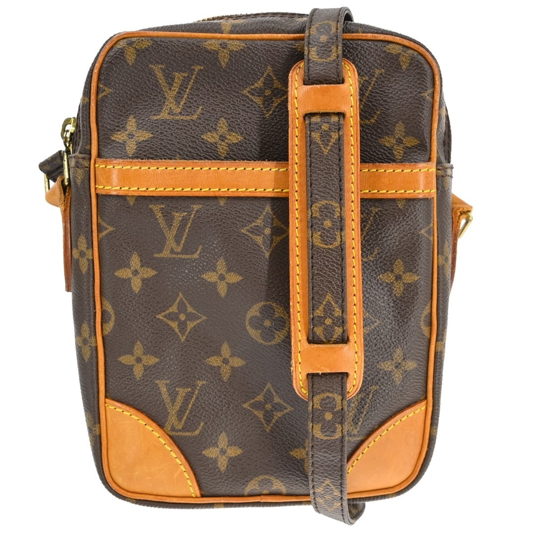 Louis Vuitton Danube Monogram Crossbody Bag M45266: Louis Vuitton Danube Monogram Crossbody Bag M45266 This Louis Vuitton Danube shoulder bag features the iconic monogram canvas leather exterior with brown leather and canvas accents, complemented by a 