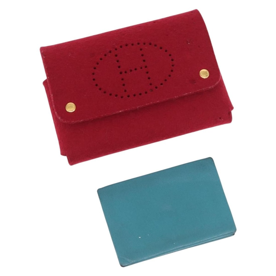 Set of 2 Hermes Red and Blue Cotton Leather Clutch Bags (1 of 17)