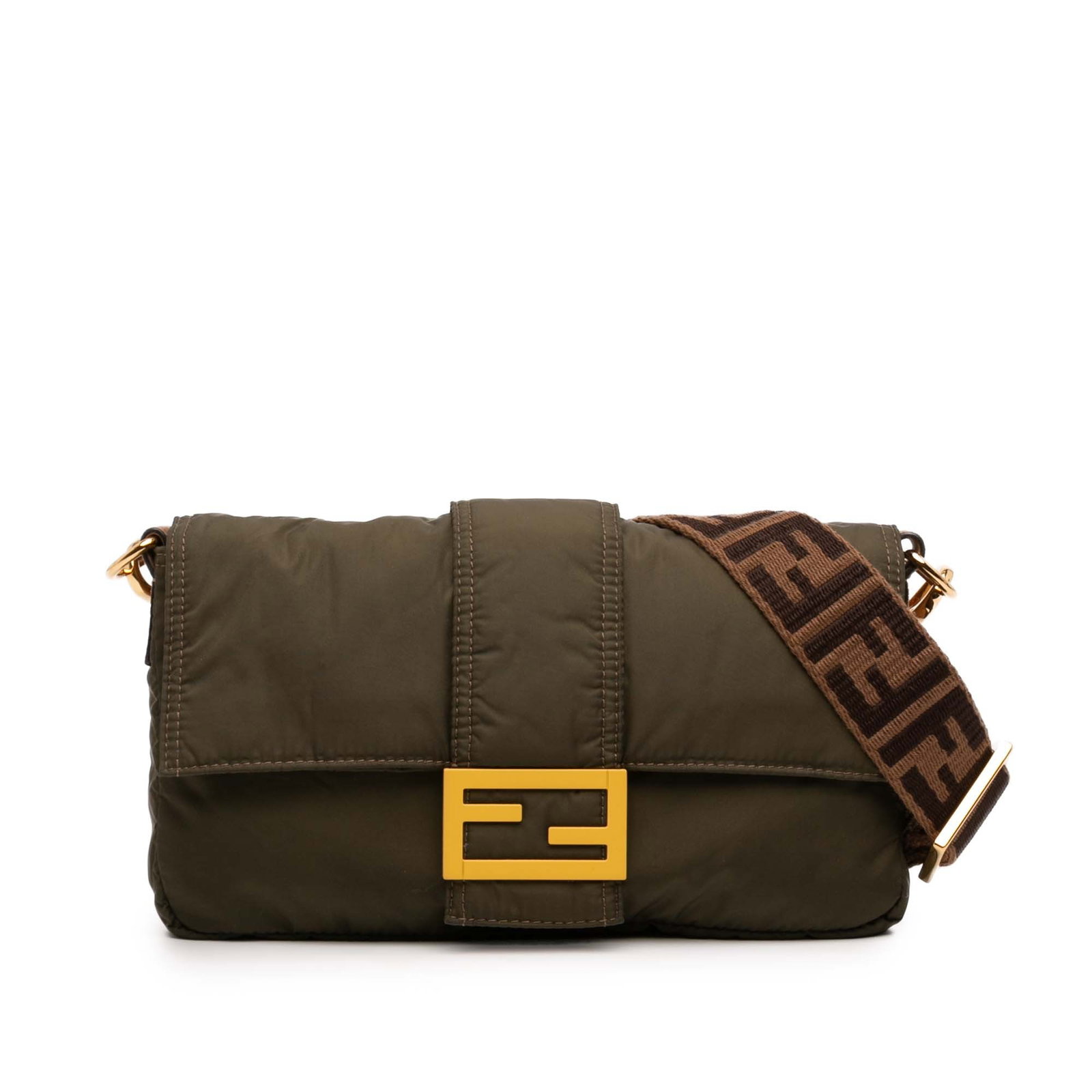 Fendi Brown Nylon Baguette Satchel with Waist Strap (1 of 11)