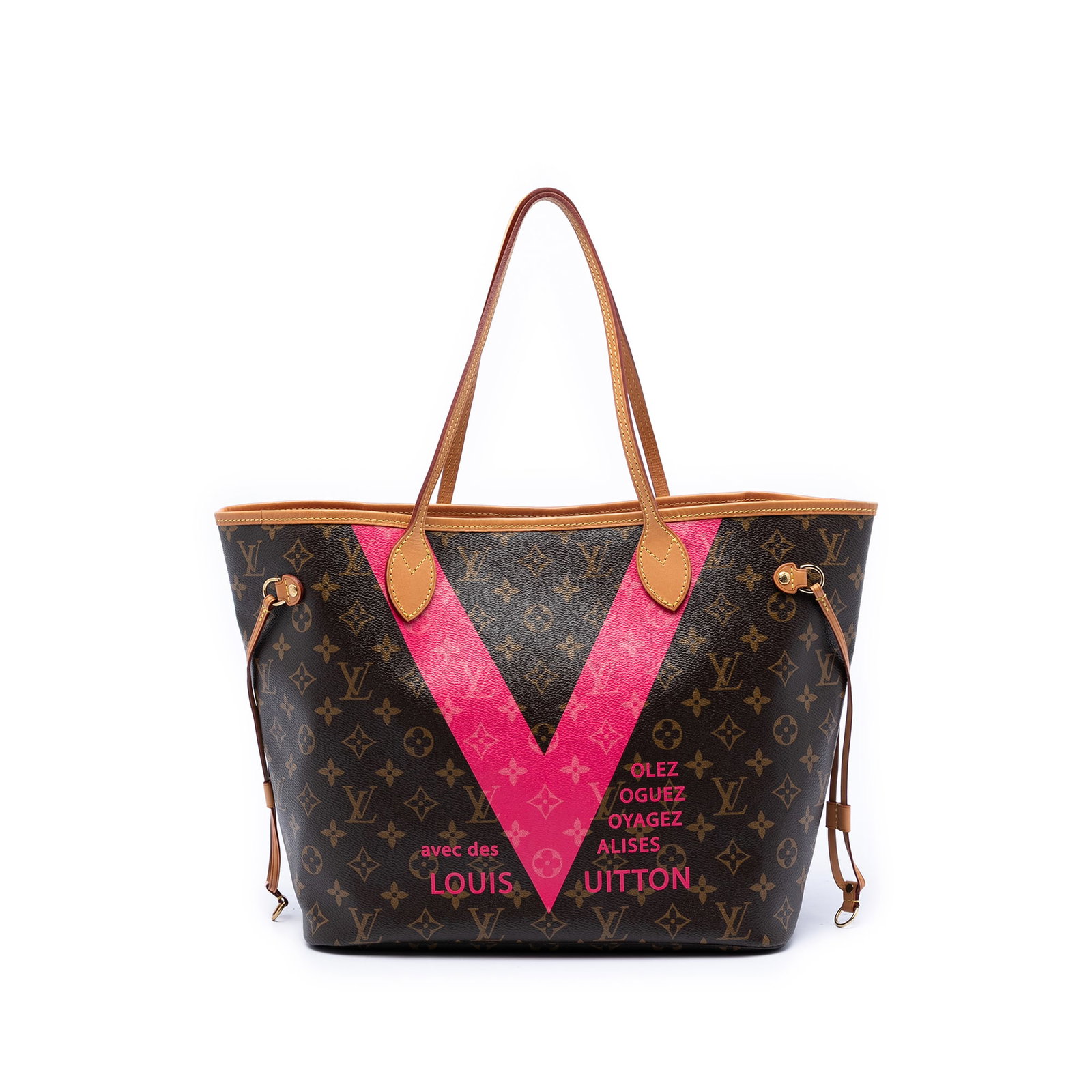 Louis Vuitton Neverfull MM Grenade V monogram canvas bag: Louis Vuitton Neverfull MM Grenade V monogram canvas bag This Louis Vuitton Limited Edition Monogram Grenade V Neverfull MM features the iconic monogram canvas with a striking V print, complemented by