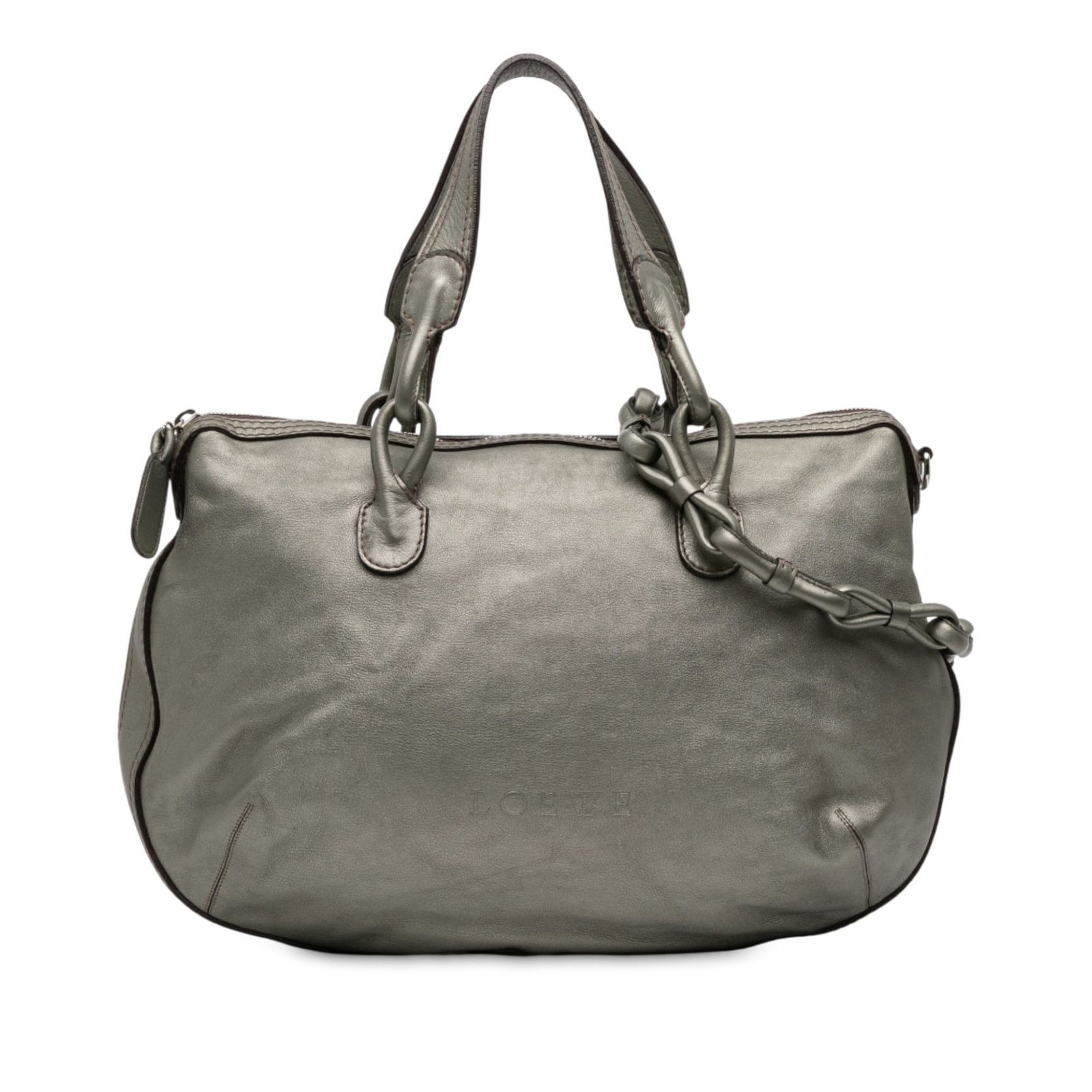 LOEWE Green Metallic Leather Fiesta Satchel with Chain Strap (1 of 11)