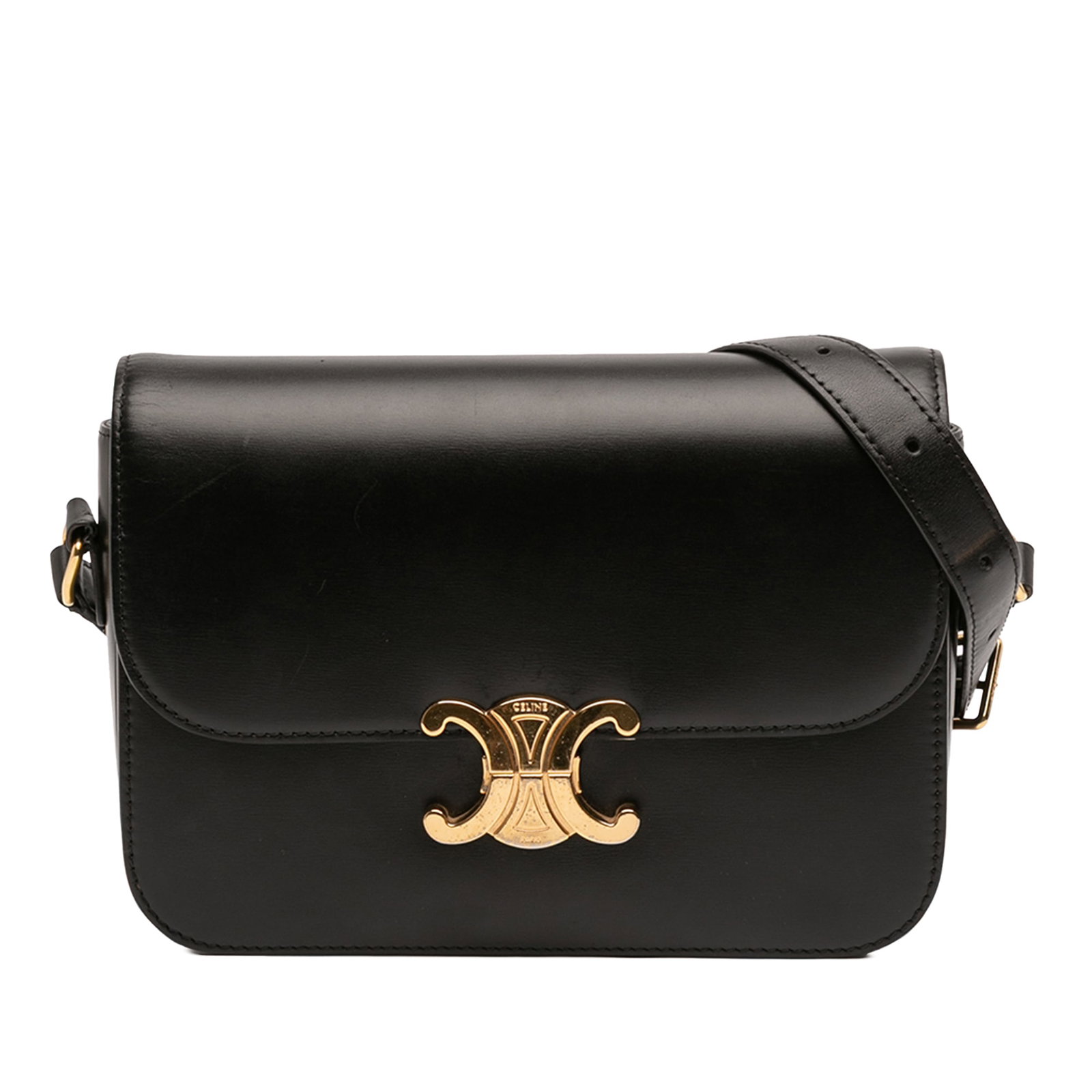 Celine Triomphe Classique Black Leather Crossbody Shoulder Bag (1 of 11)