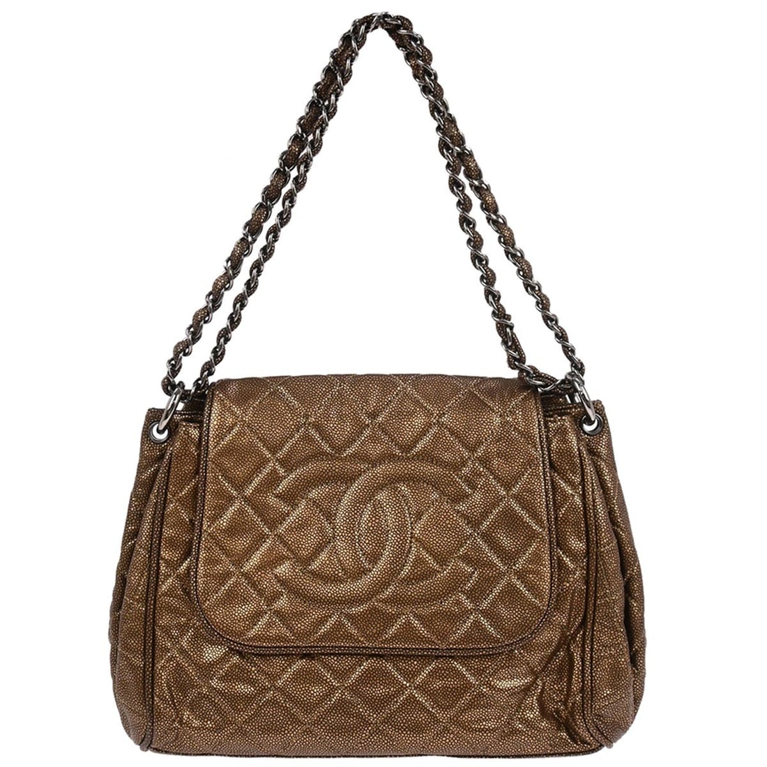 Brown Leather Chanel Accordion Timeless Medium Shoulder Flap Bag: Brown Leather Chanel Accordion Timeless Medium Shoulder Flap Bag This Chanel Timeless Accordion shoulder bag is crafted from brown calfskin leather and features the iconic Chanel logo accent. Designed