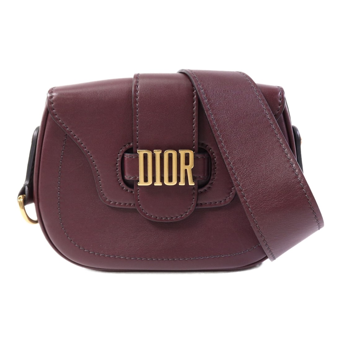 Dior D-Fence Red Calfskin Saddle Shoulder Bag with Gold Hardware (1 of 16)