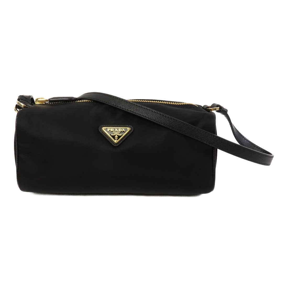 Prada Re Nylon Black Shoulder Pouch Bag GHW 1NE058: Prada Re Nylon Black Shoulder Pouch Bag GHW 1NE058 This Prada Re-Nylon shoulder bag features a sleek black nylon exterior and gold-tone hardware, offering a modern and versatile accessory. With its co