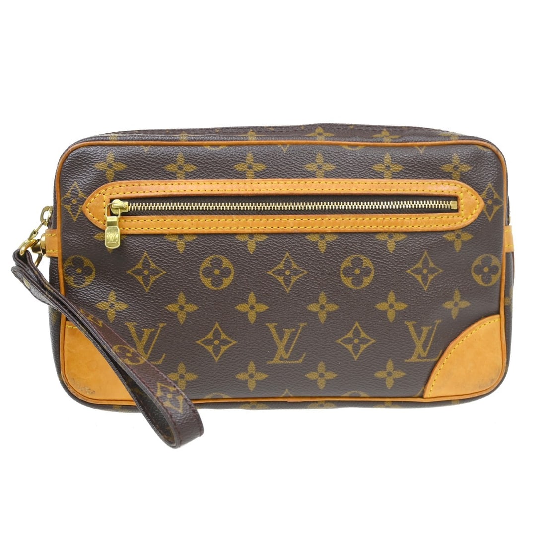 Louis Vuitton Marly Dragonne GM Monogram Leather Clutch M51825: Louis Vuitton Marly Dragonne GM Monogram Leather Clutch M51825 This Louis Vuitton Marly Dragonne GM clutch bag features the iconic monogram pattern and is crafted from brown leather. Designed for casu