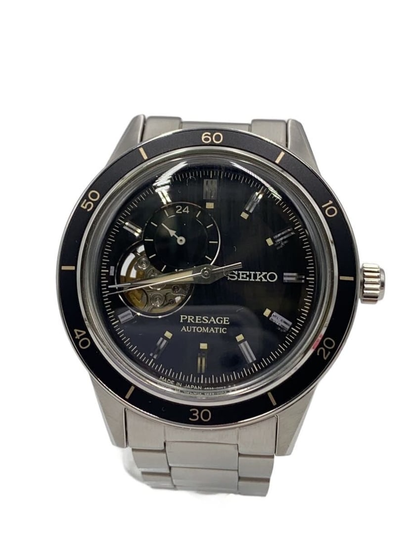 Seiko Presage Style 60s open heart men's wristwatch Japan: Seiko Presage Style 60s open heart men's wristwatch Japan This Seiko Presage Style 60's Open Heart Design men's wristwatch features a classic black dial and a partially open mechanism that showcases i