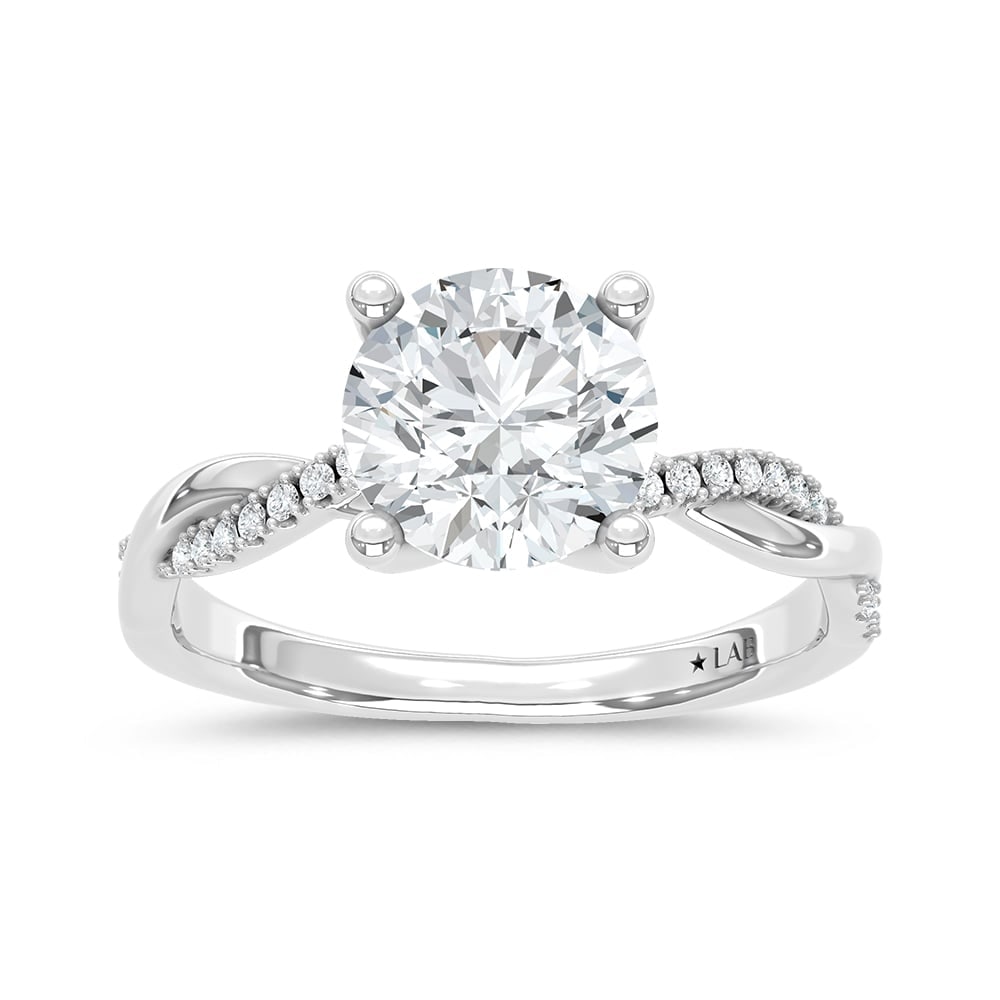 14K White Gold Lab Grown Round Diamond 2 Ct.Tw. Twisted Shank Engagement Ring (1 of 4)