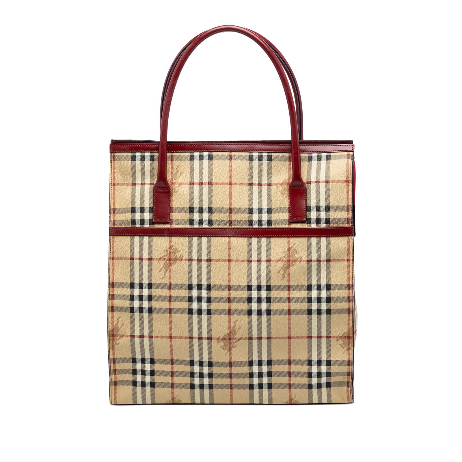Burberry Haymarket Check Beige Canvas Tote Bag: Burberry Haymarket Check Beige Canvas Tote Bag This Burberry Haymarket Check Coated Canvas Tote features a coated canvas body with signature Haymarket check pattern and leather trim. It is designed wi