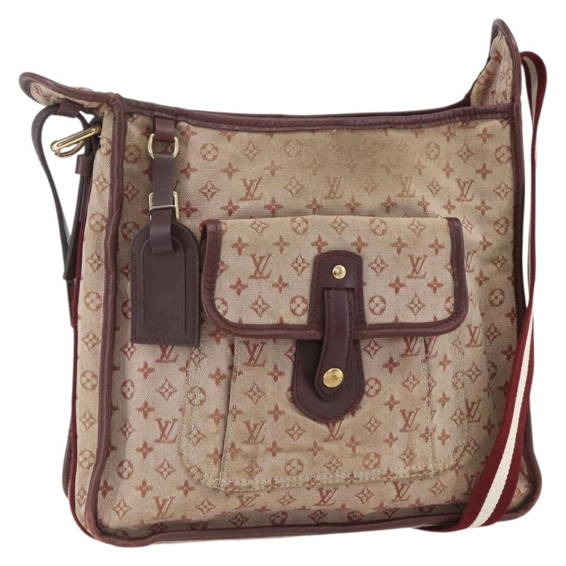 LOUIS VUITTON Red Monogram Mini Besace Shoulder Bag M92321 Auth (1 of 18)