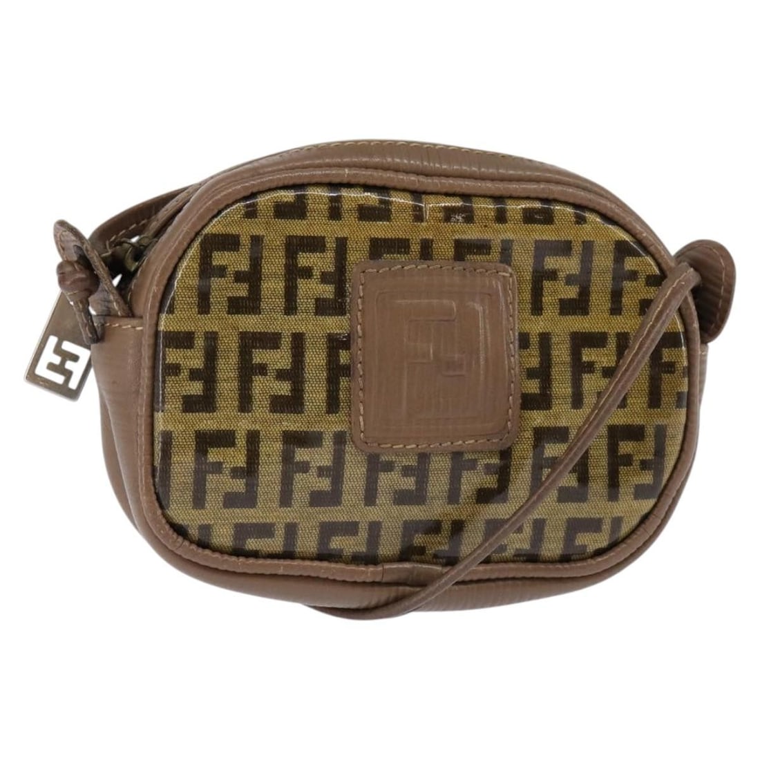 Fendi Beige Zucchino Canvas Shoulder Bag 5.1 x 3.5 x 1.2 inches (1 of 18)