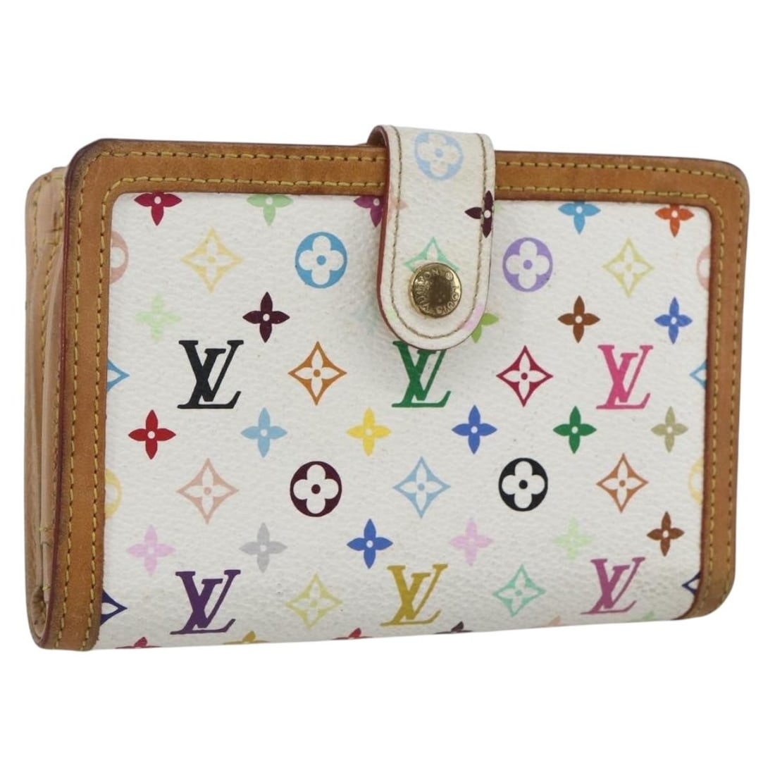 Louis Vuitton Multicolor Monogram Porte Monnaie Viennois White Canvas Wallet (1 of 18)