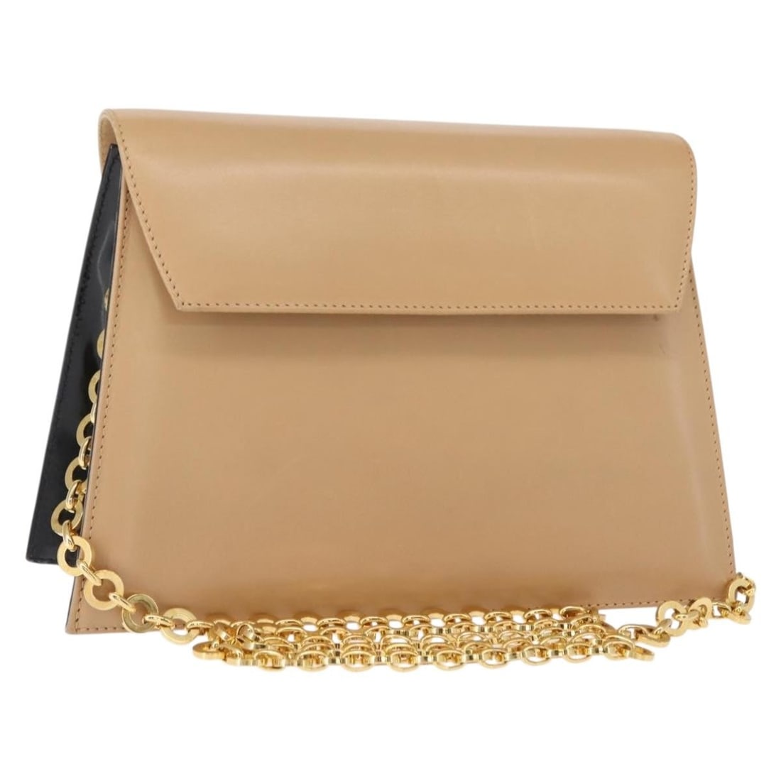 Salvatore Ferragamo Beige Gold Leather Chain Shoulder Bag Authentic BA7325 (1 of 18)