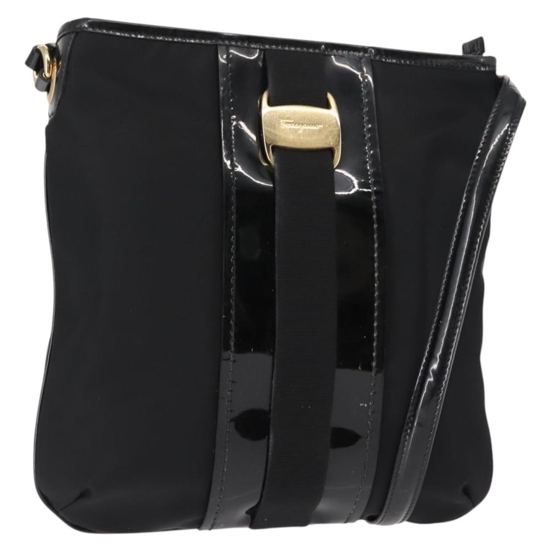 Salvatore Ferragamo Vala Black Nylon Shoulder Bag Auth BA6793 (1 of 18)