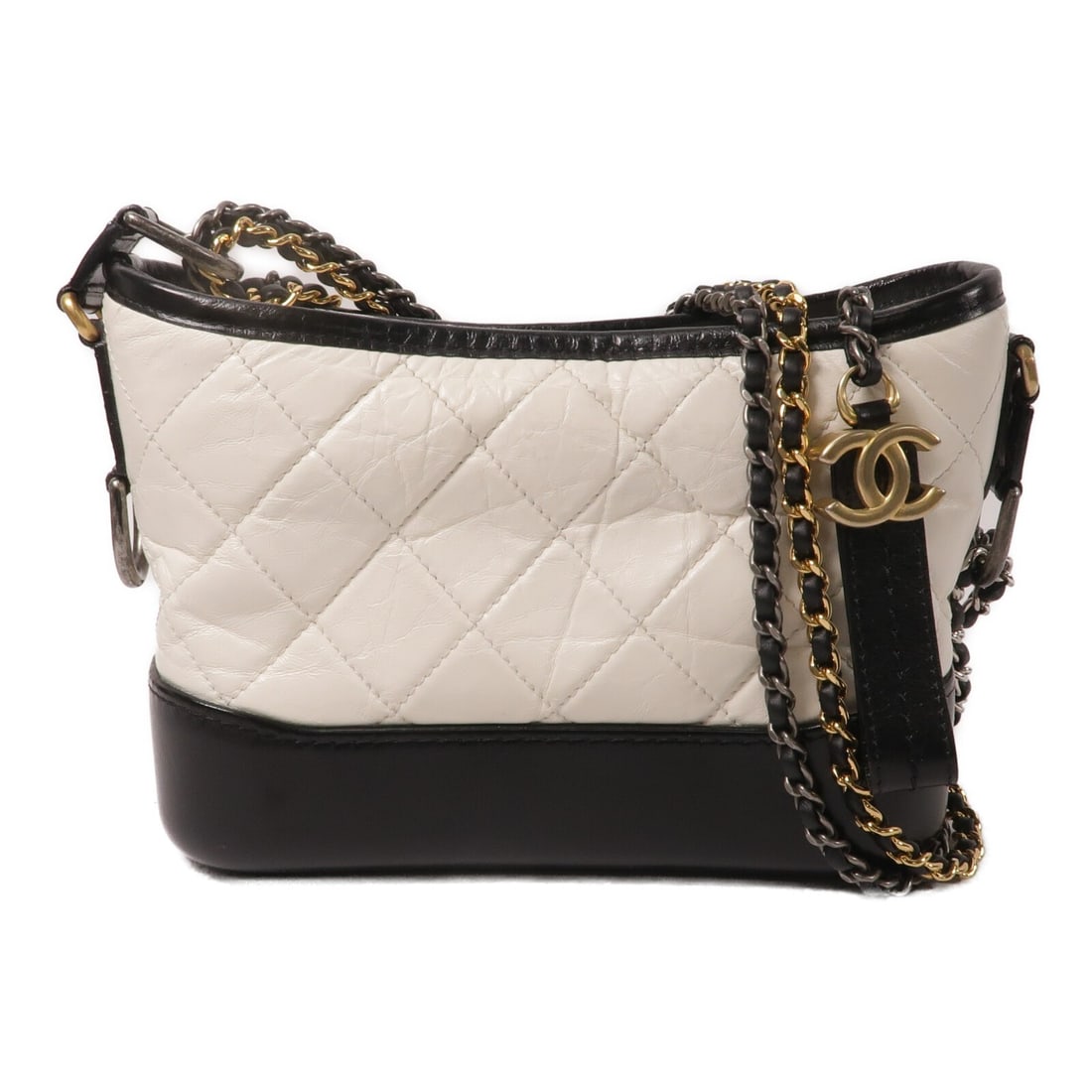 CHANEL Gabrielle Small Calfskin Shoulder Bag Black: CHANEL Gabrielle Small Calfskin Shoulder Bag Black This CHANEL Gabrielle Small Chain Shoulder Bag is crafted from calfskin leather and features a classic white exterior. Designed for women, the bag of