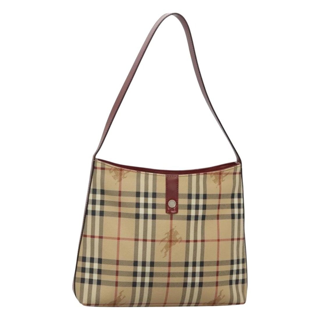 Burberry Nova Check Beige Silver PVC Leather Women's Shoulder Bag Italy (1 of 18)