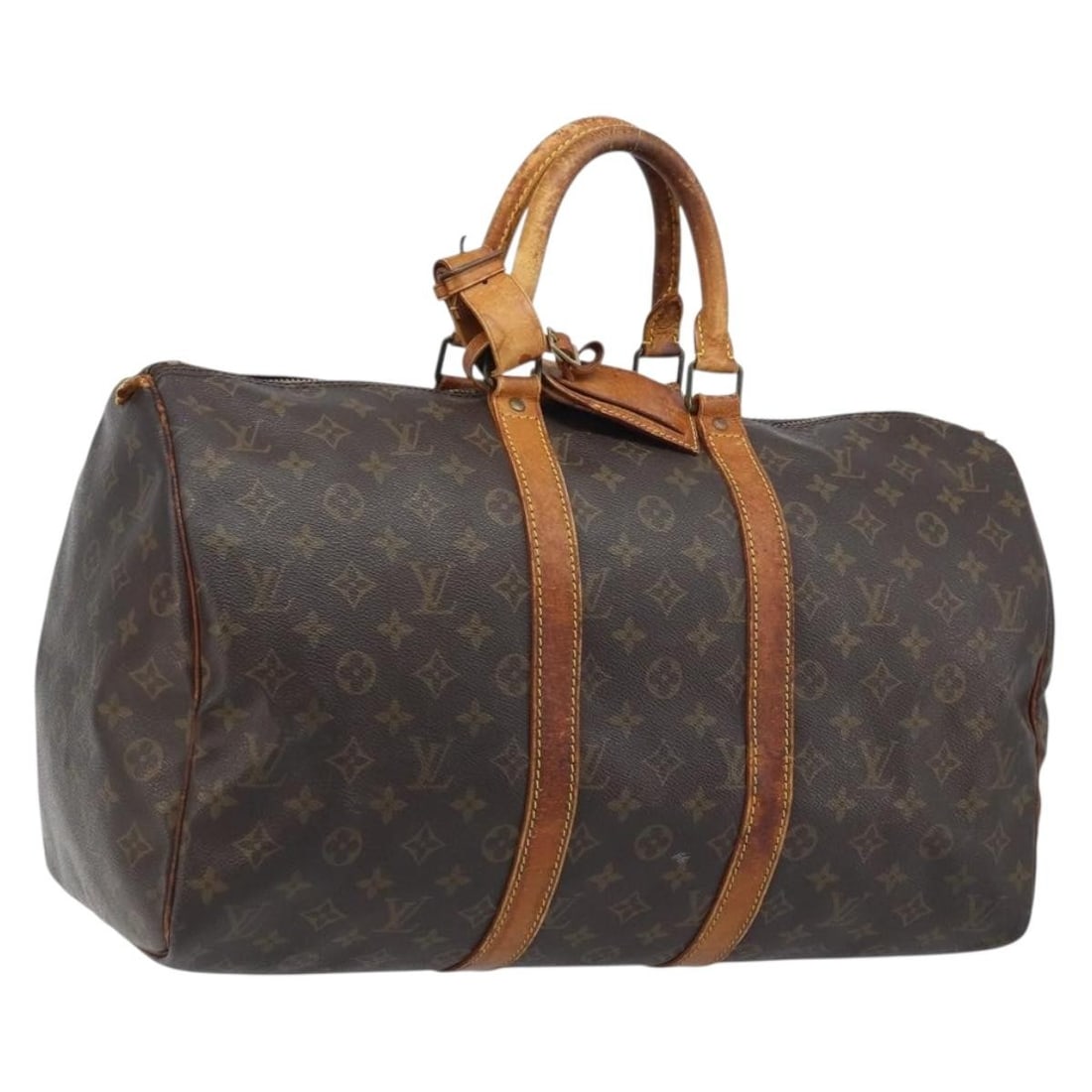 Monogram Canvas Keepall 45 Boston Bag by Louis Vuitton M41428: Monogram Canvas Keepall 45 Boston Bag by Louis Vuitton M41428 This is a Louis Vuitton Monogram Keepall 45 Boston Bag crafted from signature monogram canvas. Designed for women, the bag features classi