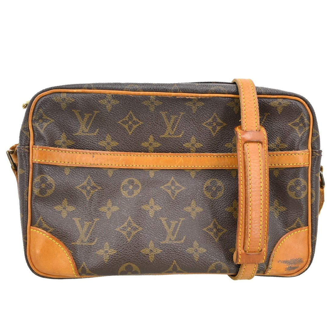 Louis Vuitton Trocadero 27 Monogram Crossbody Bag: Louis Vuitton Trocadero 27 Monogram Crossbody Bag This Louis Vuitton Trocadero 27 crossbody bag features the iconic monogram canvas exterior with brown leather crossbody strap and brown lining. Design