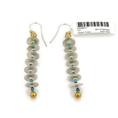 Gurhan Galapagos Turquoise Sterling Silver 24k Gold Drop Earrings: Gurhan Galapagos Turquoise Sterling Silver 24k Gold Drop Earrings These Gurhan Galapagos dangle earrings feature a sculptural drop design crafted from sterling silver with luxurious 24k layered gold a