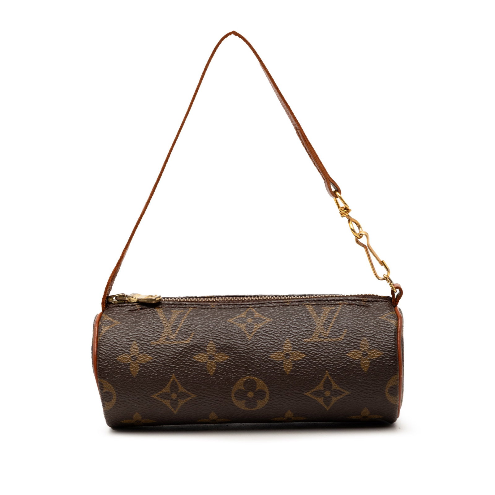 Louis Vuitton Papillon Pochette monogram canvas handbag: Louis Vuitton Papillon Pochette monogram canvas handbag This Louis Vuitton Monogram Papillon Pochette features the iconic monogram canvas with leather trim, complemented by a detachable flat leather s
