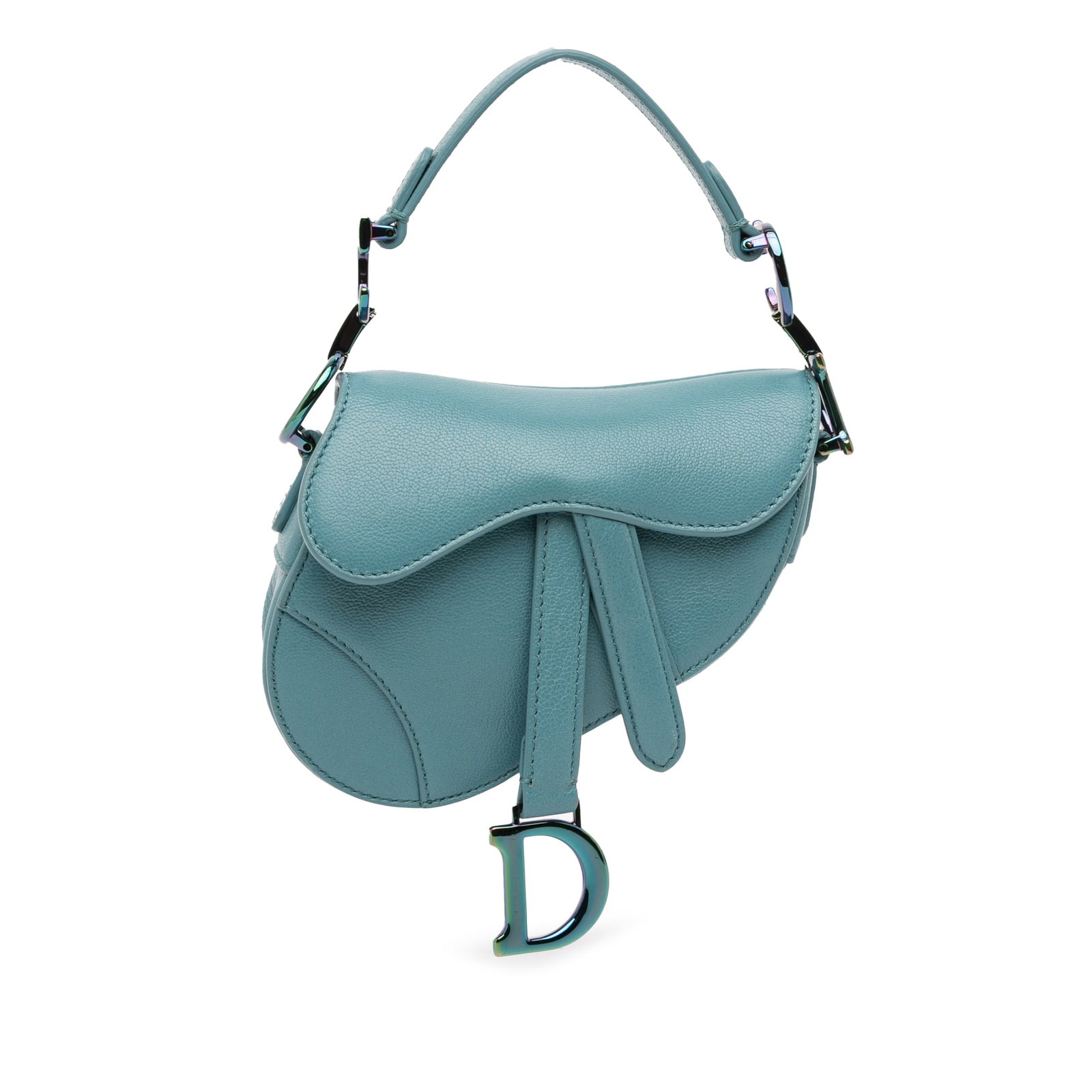 Dior Micro Goatskin Saddle Bag Blue Leather Italy (1 of 12)