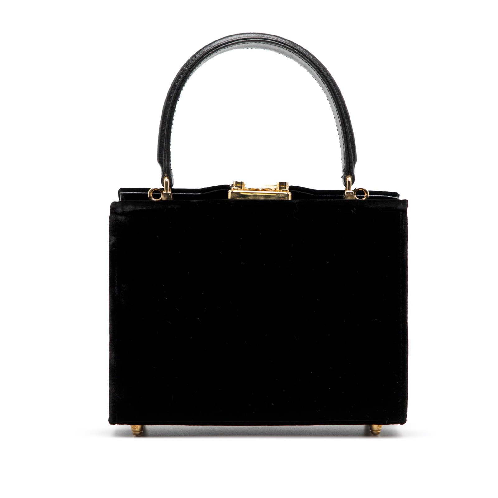 Fendi Velvet Push Lock Box Satchel Black Italy (1 of 14)