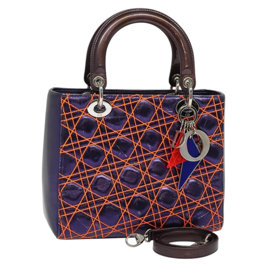 Christian Dior Lady Dior purple leather handbag Anselm Reyle cannage quilt: Christian Dior Lady Dior purple leather handbag Anselm Reyle cannage quilt This Christian Dior Lady Dior bag features the signature Cannage quilted leather in a striking purple hue. Designed for women
