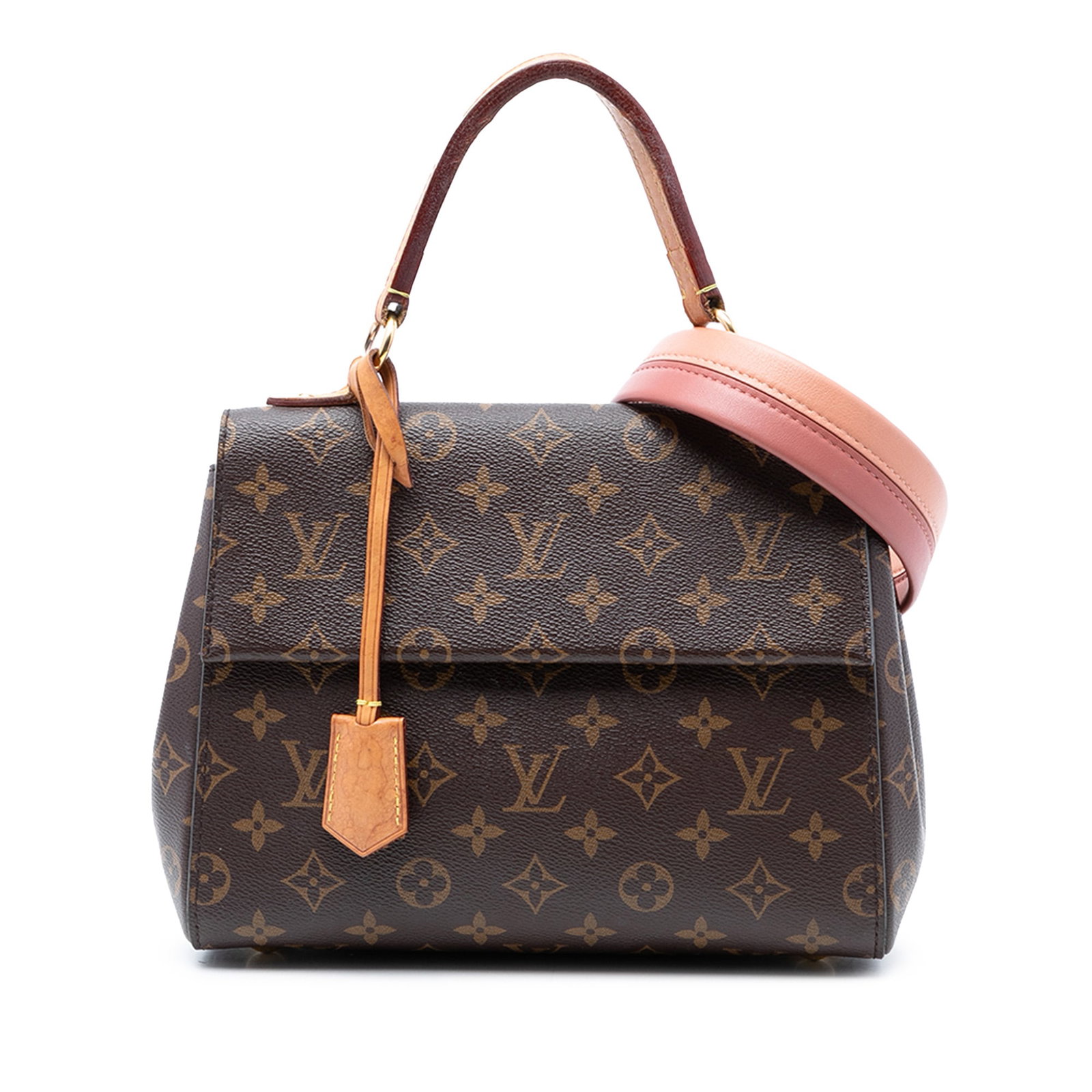 Louis Vuitton Cluny BB Monogram Canvas Top Handle Bag: Louis Vuitton Cluny BB Monogram Canvas Top Handle Bag This Louis Vuitton Monogram Cluny BB bag features the brand's signature monogram canvas, complemented by a flat vachetta leather top handle and a 