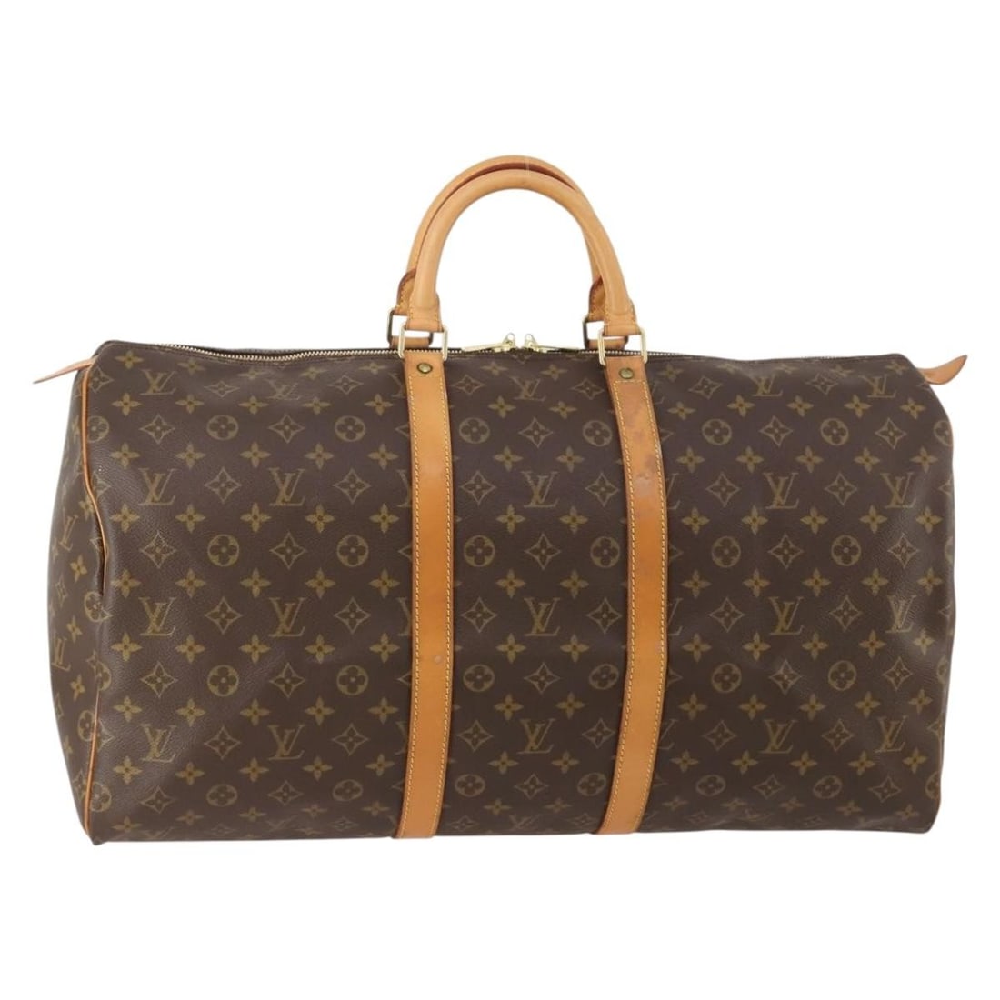 Louis Vuitton Keepall Monogram Canvas Travel Bag 55cm: Louis Vuitton Keepall Monogram Canvas Travel Bag 55cm This Louis Vuitton Keepall Bag features the iconic Monogram Canvas in a classic brown color. Designed for unisex use, it offers ample space and du
