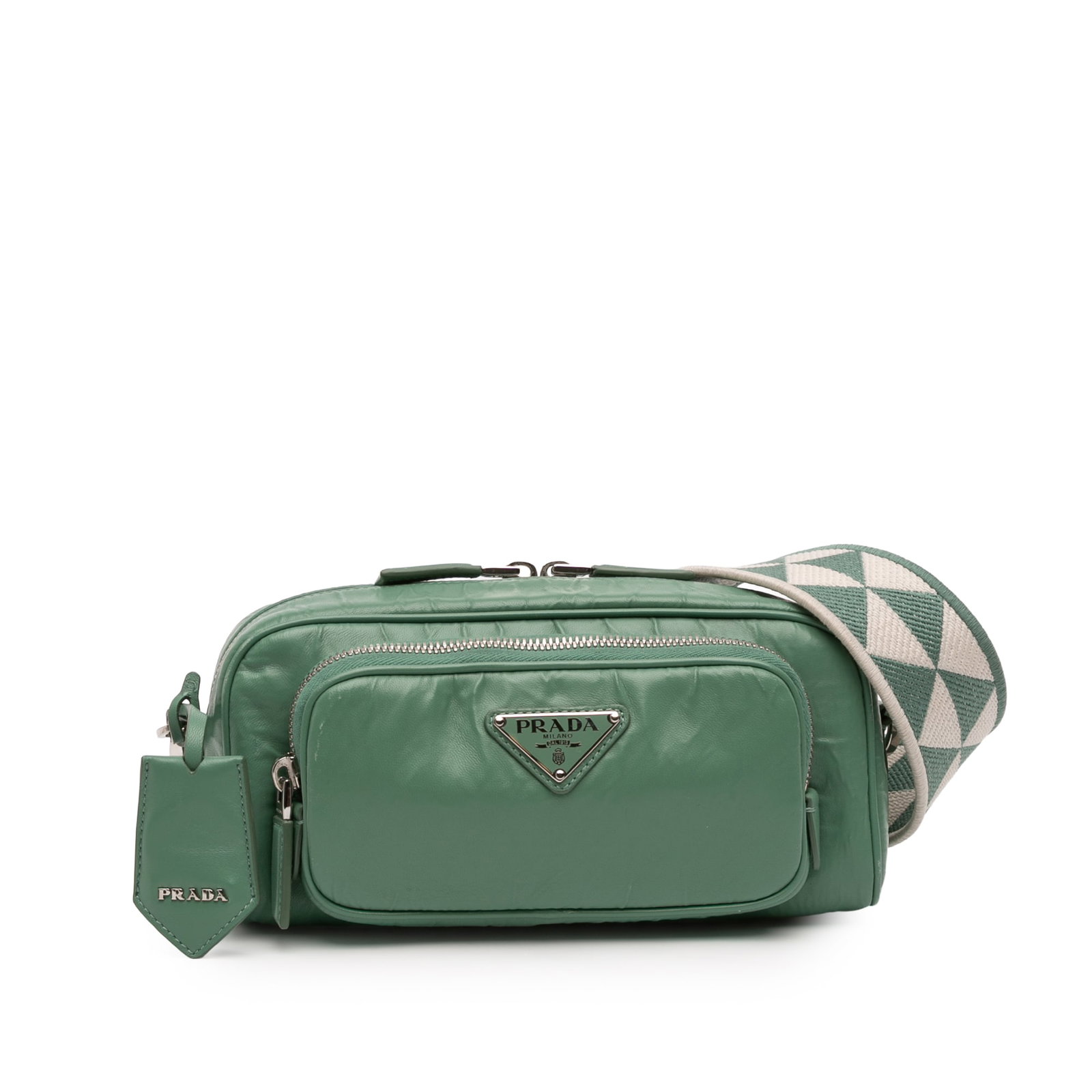 Prada Nappa Antique Green Leather Multi Pocket Crossbody Bag (1 of 12)