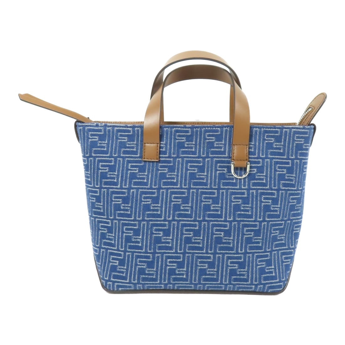 FENDI FF Shopping Bag Small Denim Leather Tote (1 of 15)