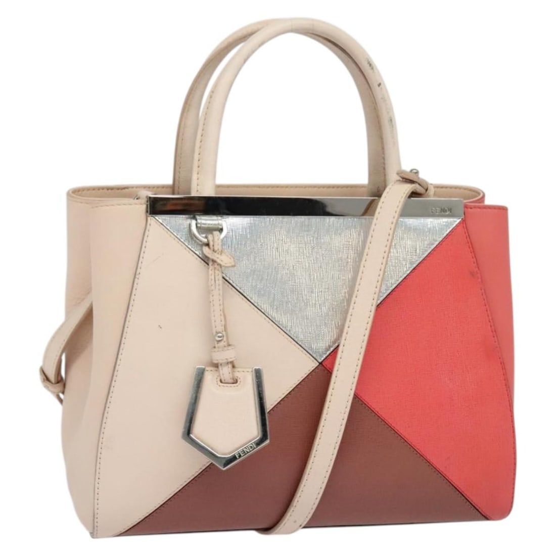 FENDI Petite to Jules Pink Silver Leather Hand Bag Auth BA4096 (1 of 18)