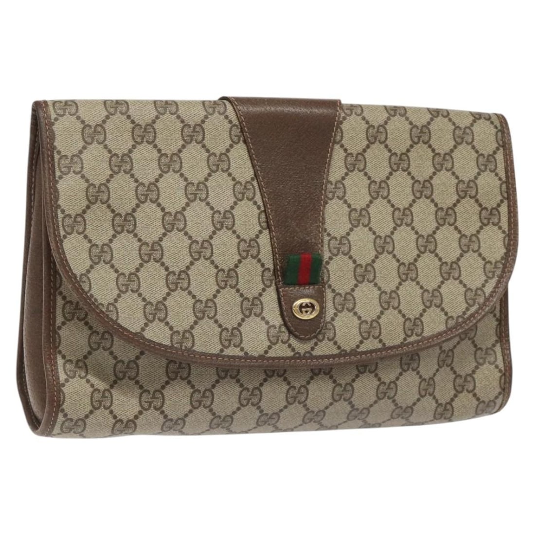 Gucci Beige Red PVC GG Supreme Sherry Line Women's Clutch Bag 156 01 031 (1 of 18)