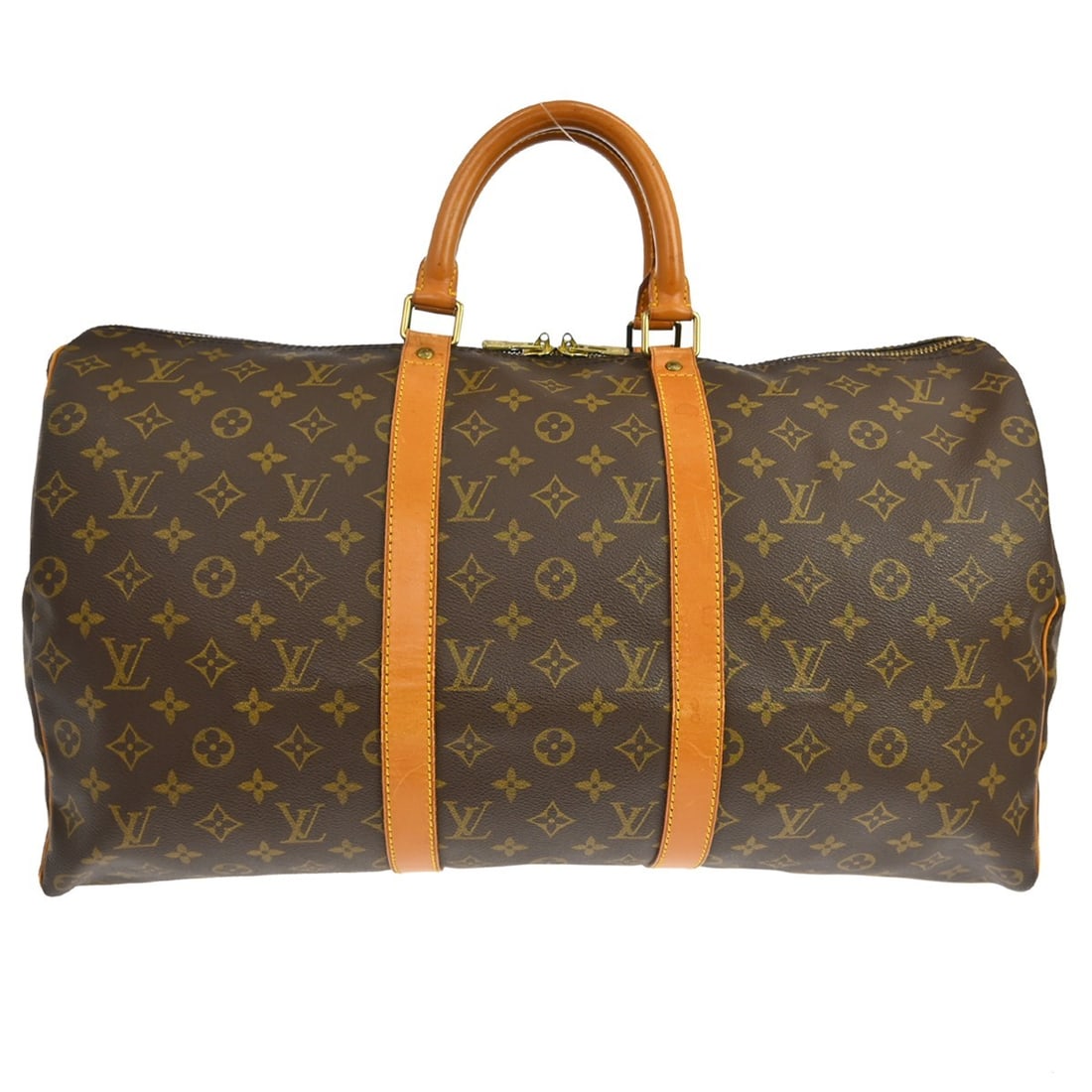 Louis Vuitton Keepall Canvas Travel Bag Monogram 50cm x 29cm x 22cm: Louis Vuitton Keepall Canvas Travel Bag Monogram 50cm x 29cm x 22cm This Louis Vuitton Keepall Bag features the iconic Monogram canvas in brown and is designed for unisex use. The bag is made in Franc