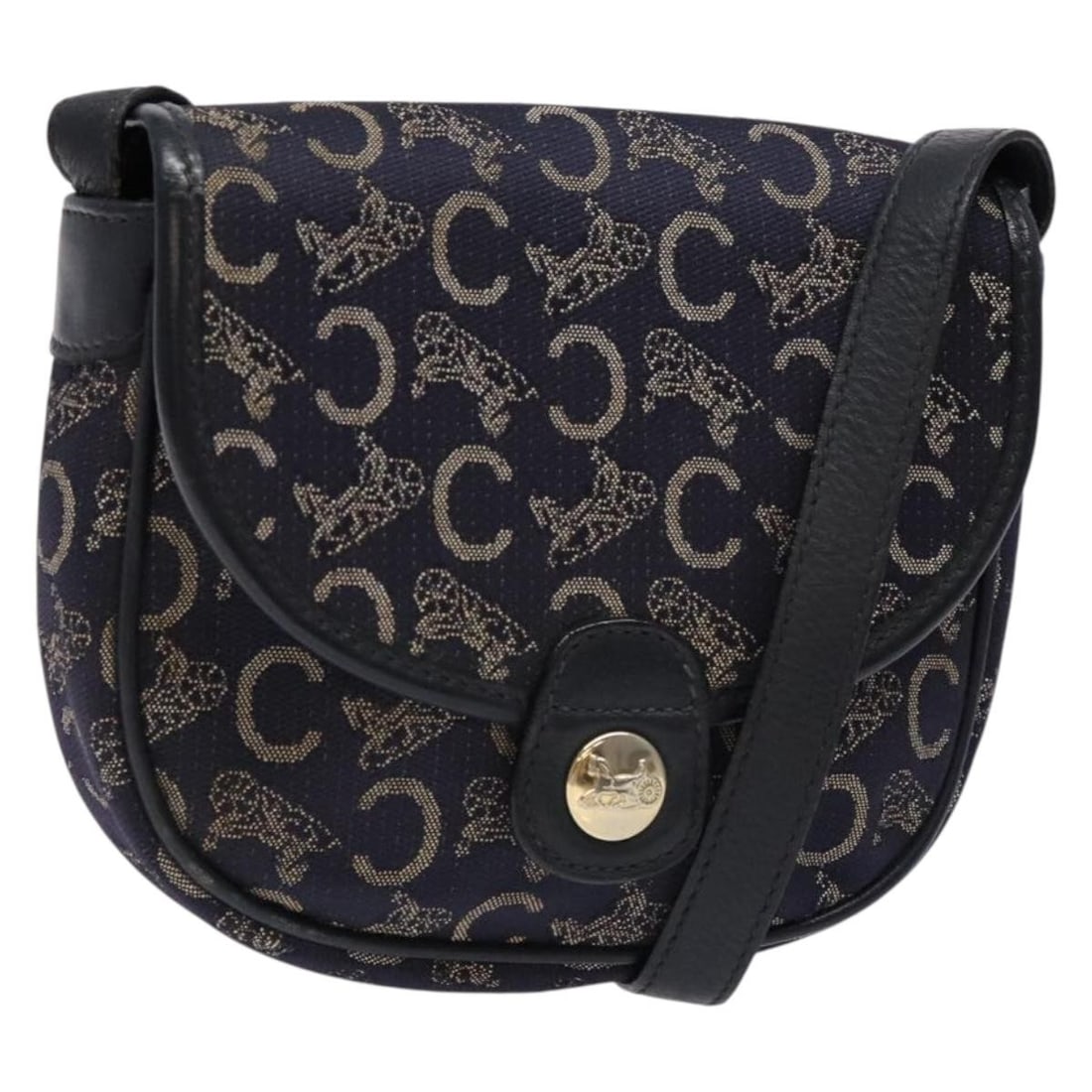 CELINE C Sulky Canvas Shoulder Bag Navy Gold Made in Italy (1 of 18)