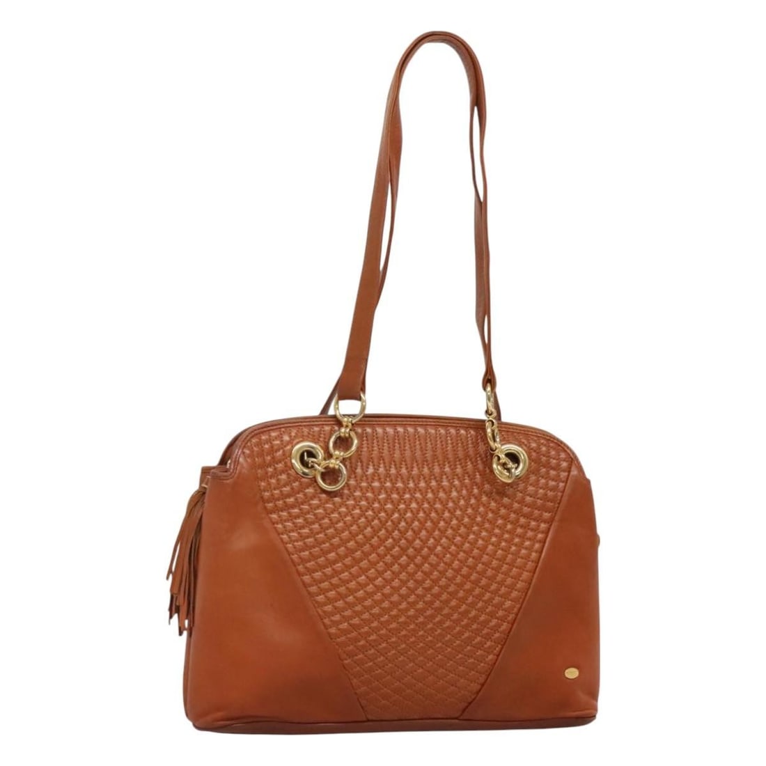 BALLY Brown Gold Quilted Leather Shoulder Bag Auth BA3630 (1 of 18)