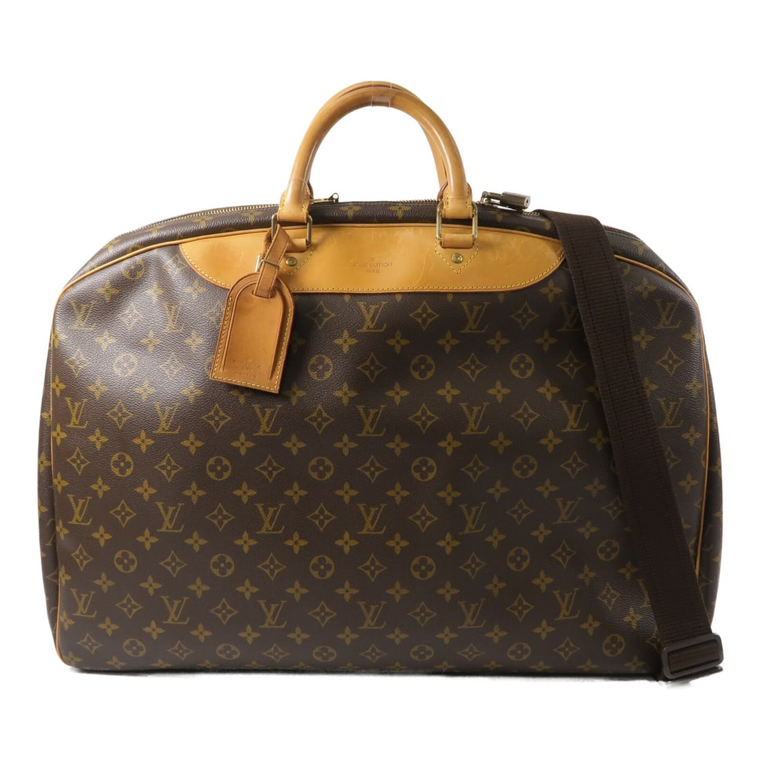 Louis Vuitton Monogram Brown 2way Shoulder Bag M41392 GHW: Louis Vuitton Monogram Brown 2way Shoulder Bag M41392 GHW This Louis Vuitton travel bag features the signature monogram design in brown PVC coated canvas and is accented with gold-tone hardware. Desig
