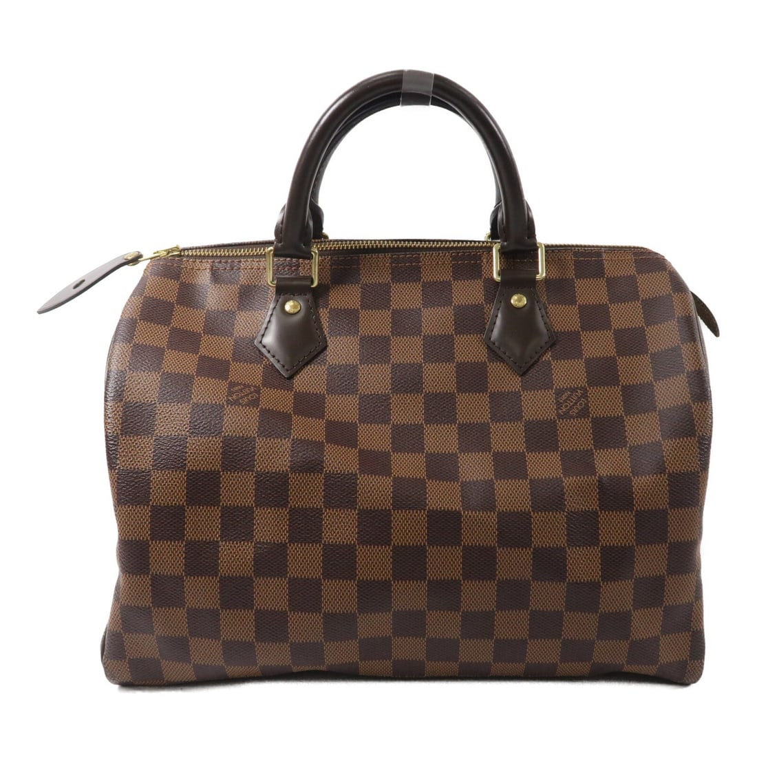 Louis Vuitton Speedy 30 Damier Brown GHW Handbag: Louis Vuitton Speedy 30 Damier Brown GHW Handbag This Louis Vuitton Speedy 30 handbag features the iconic Damier brown pattern and is crafted from durable PVC coated canvas. Designed for women, it off