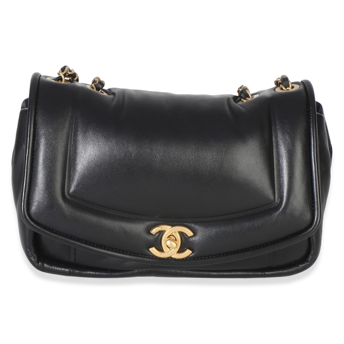 Chanel Flap Bag black lambskin shoulder handbag with dustbag and authenticity card: Chanel Flap Bag black lambskin shoulder handbag with dustbag and authenticity card This Chanel Black Lambskin Medium Simply Flap Bag features a classic shoulder bag design crafted from luxurious black