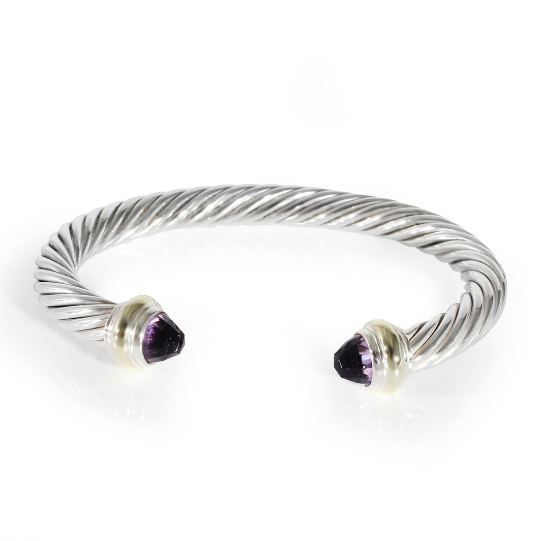 David Yurman Cable Classic Amethyst Bracelet 14k Yellow Gold Sterling Silver 6.5 in (1 of 4)