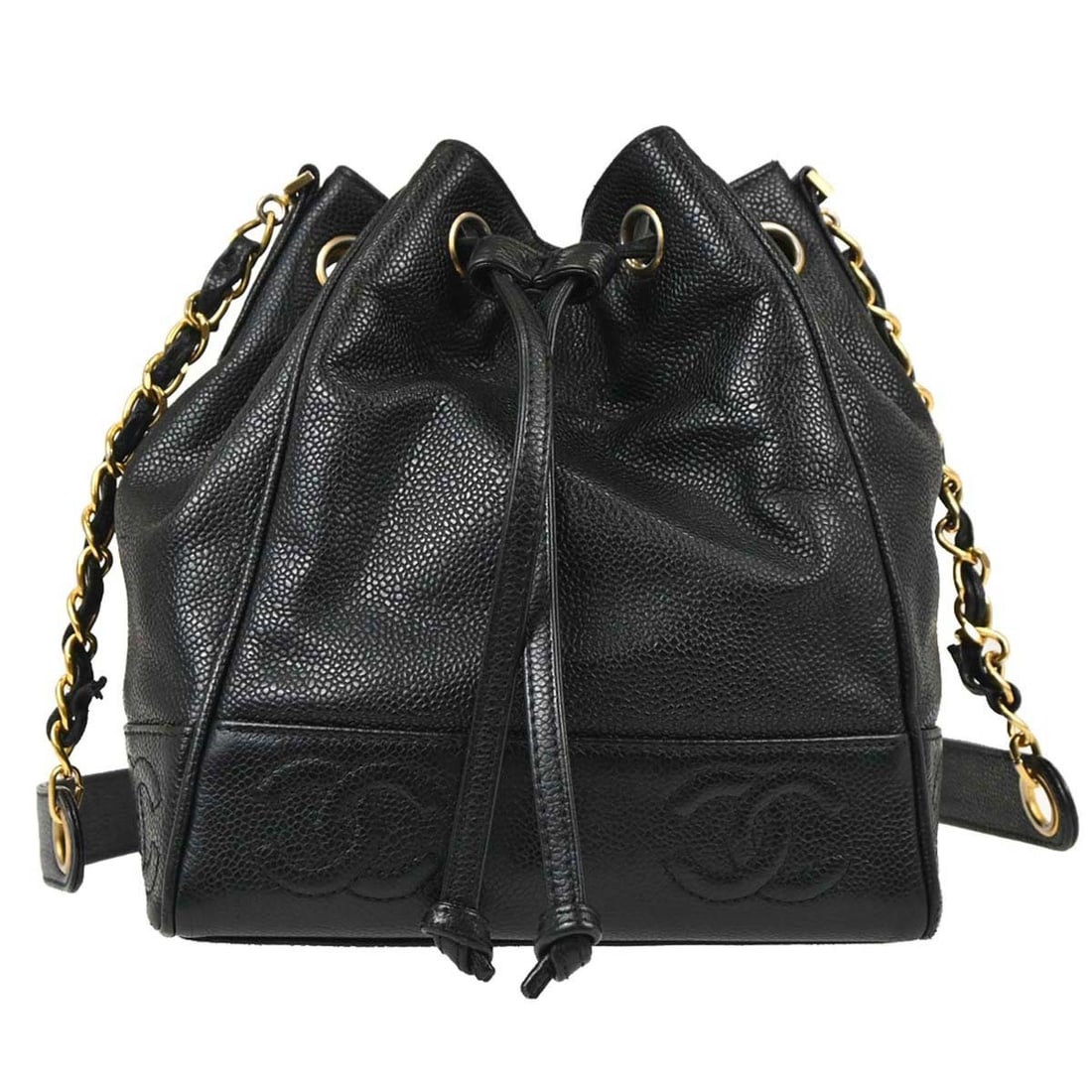 CHANEL Caviar Black Drawstring Bucket Shoulder Bag (1 of 18)