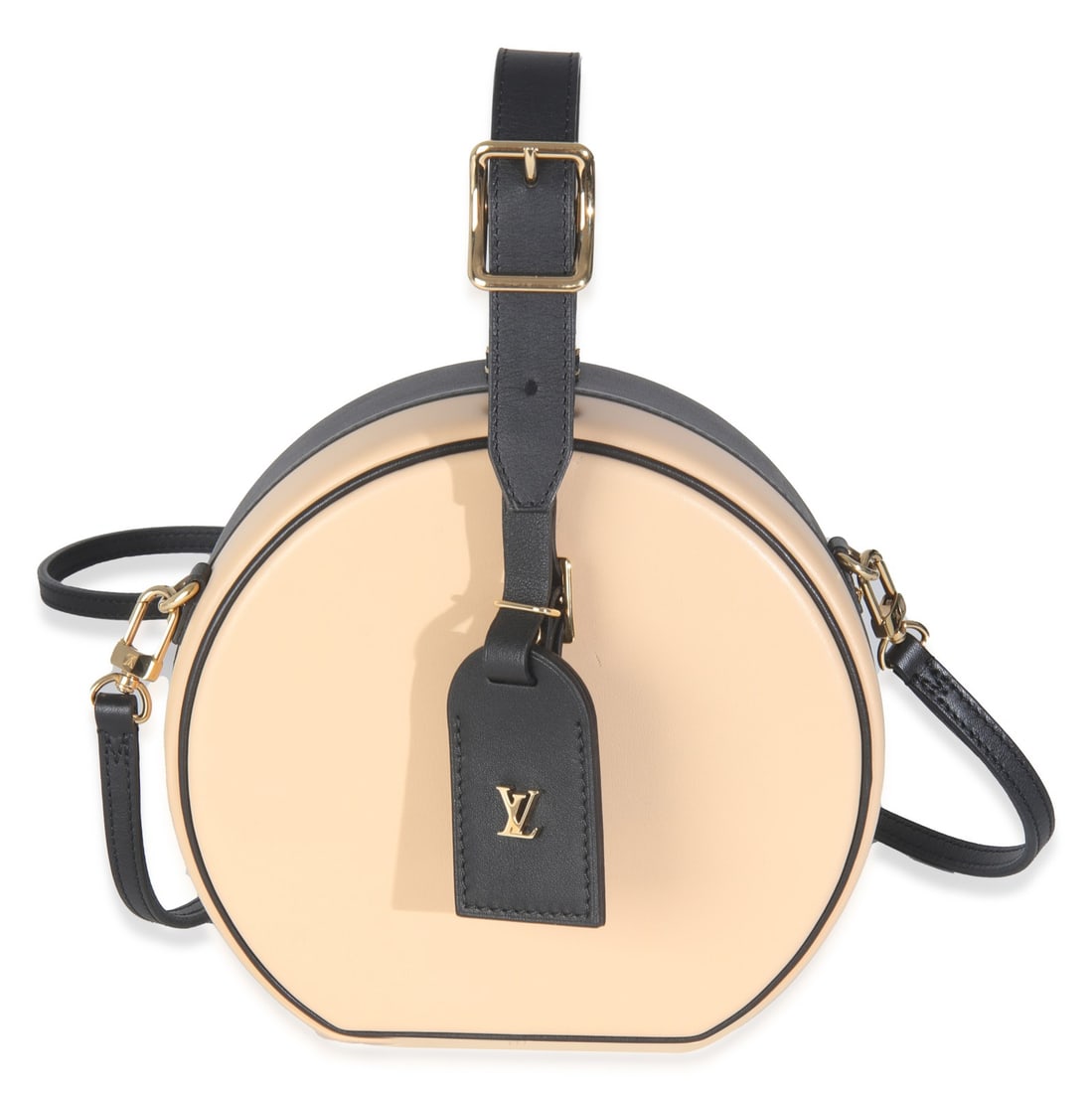 Louis Vuitton Petite Boite Chapeau Black Beige Leather Evening Bag: Louis Vuitton Petite Boite Chapeau Black Beige Leather Evening Bag This exquisite Louis Vuitton Petite Boite Chapeau is a stylish evening bag crafted from high-quality leather in a sophisticated