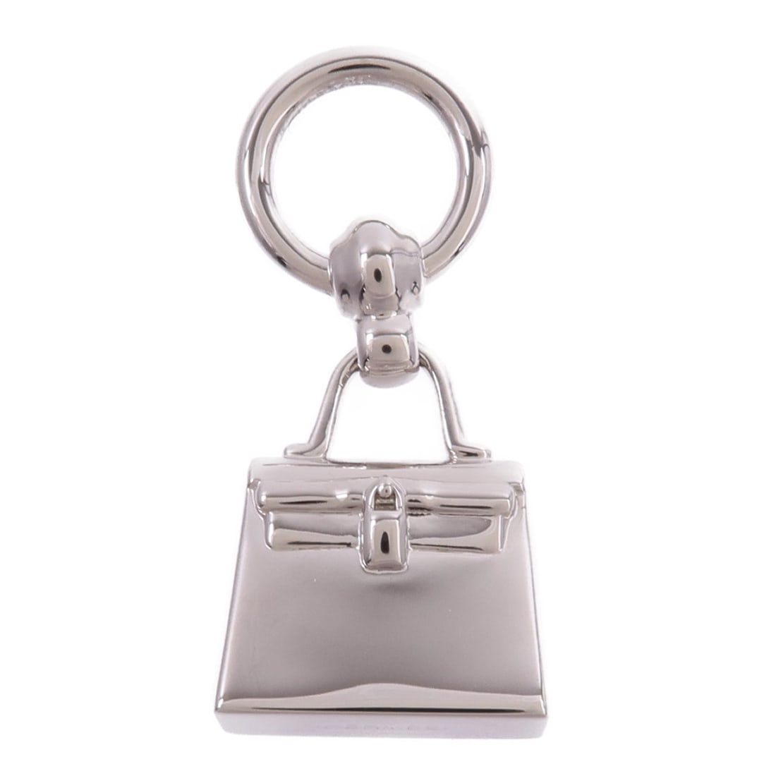 HERMES Mini Kelly Silver Metal Scarf Ring: HERMES Mini Kelly Silver Metal Scarf Ring This Hermes Mini Kelly Twilly scarf ring is crafted in a silver-tone metal and designed for women. Made in France, it features a sleek and elegant style,