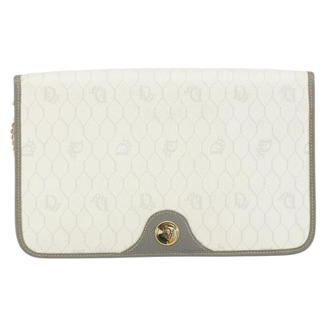 Vintage Honeycomb Chain White Canvas Shoulder Bag by Christian Dior (1 of 18)