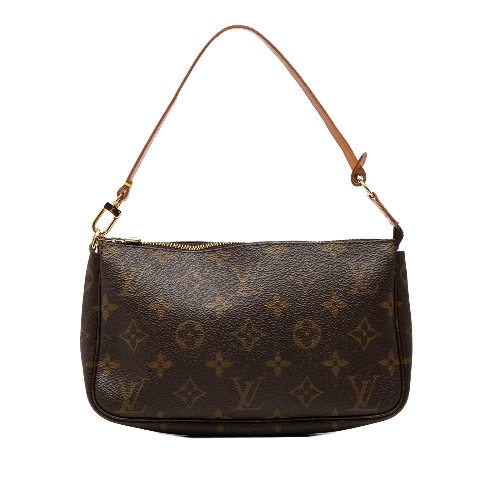 Louis Vuitton Monogram canvas Pochette Accessoires bag: Louis Vuitton Monogram canvas Pochette Accessoires bag This Louis Vuitton Monogram Pochette Accessoires features the iconic monogram canvas body, complemented by a flat vachetta leather handle and a t
