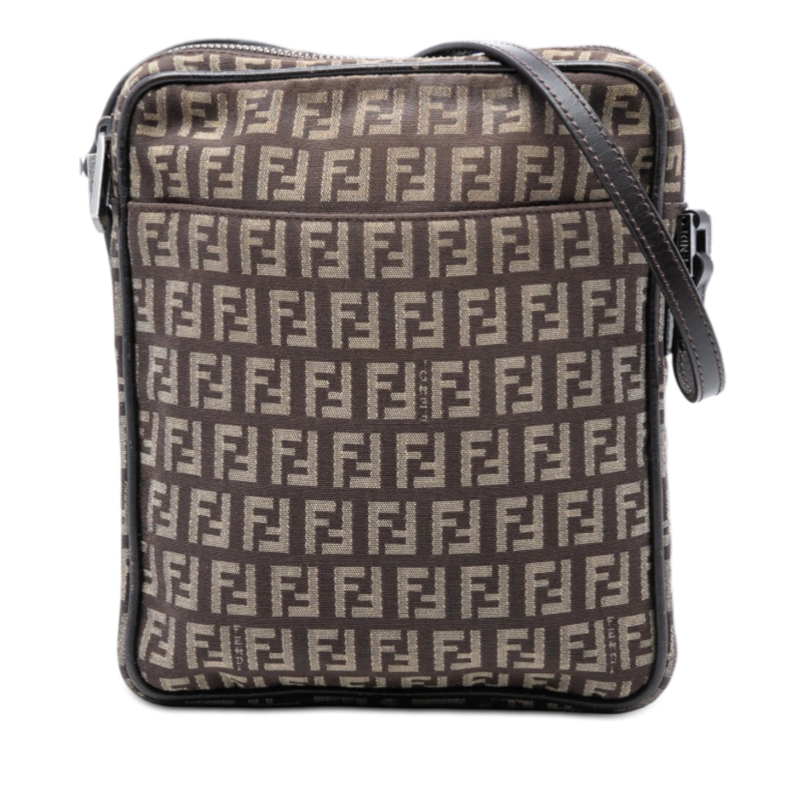Fendi Zucchino Pattern Brown Canvas Adjustable Strap Crossbody Bag: Fendi Zucchino Pattern Brown Canvas Adjustable Strap Crossbody Bag This Fendi Zucchino Canvas Crossbody bag features a brown canvas body with the iconic Zucchino pattern, an adjustable leather strap, 