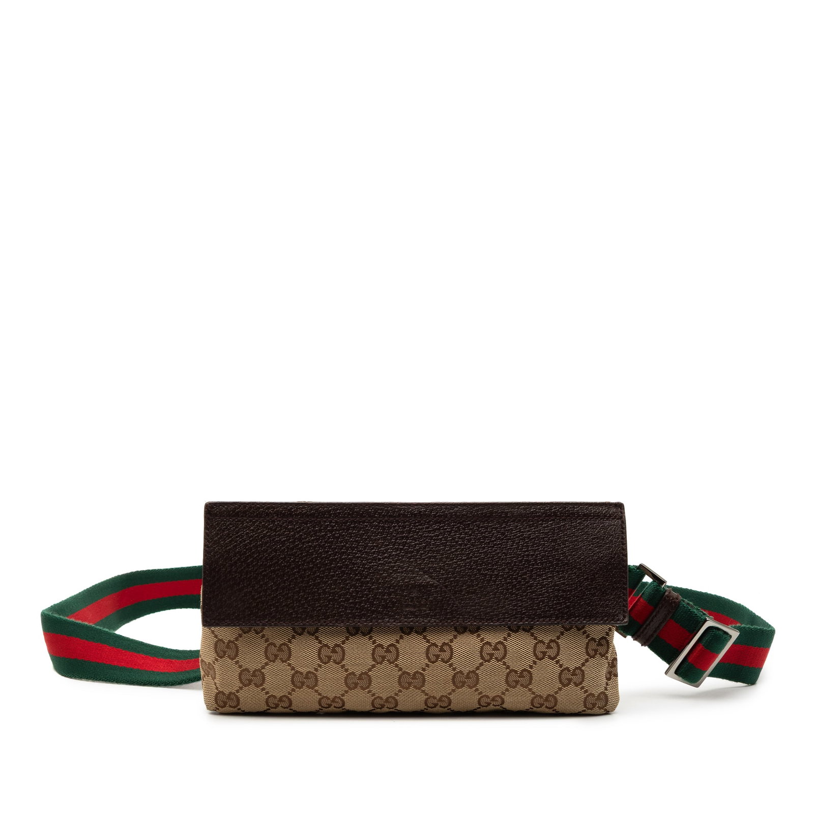 GG Canvas Web Brown Crossbody Bag with Leather Trim by Gucci: GG Canvas Web Brown Crossbody Bag with Leather Trim by Gucci This Gucci GG Canvas Web Crossbody features a brown canvas body with leather trim, an adjustable flat web strap, a top flap with touch fast