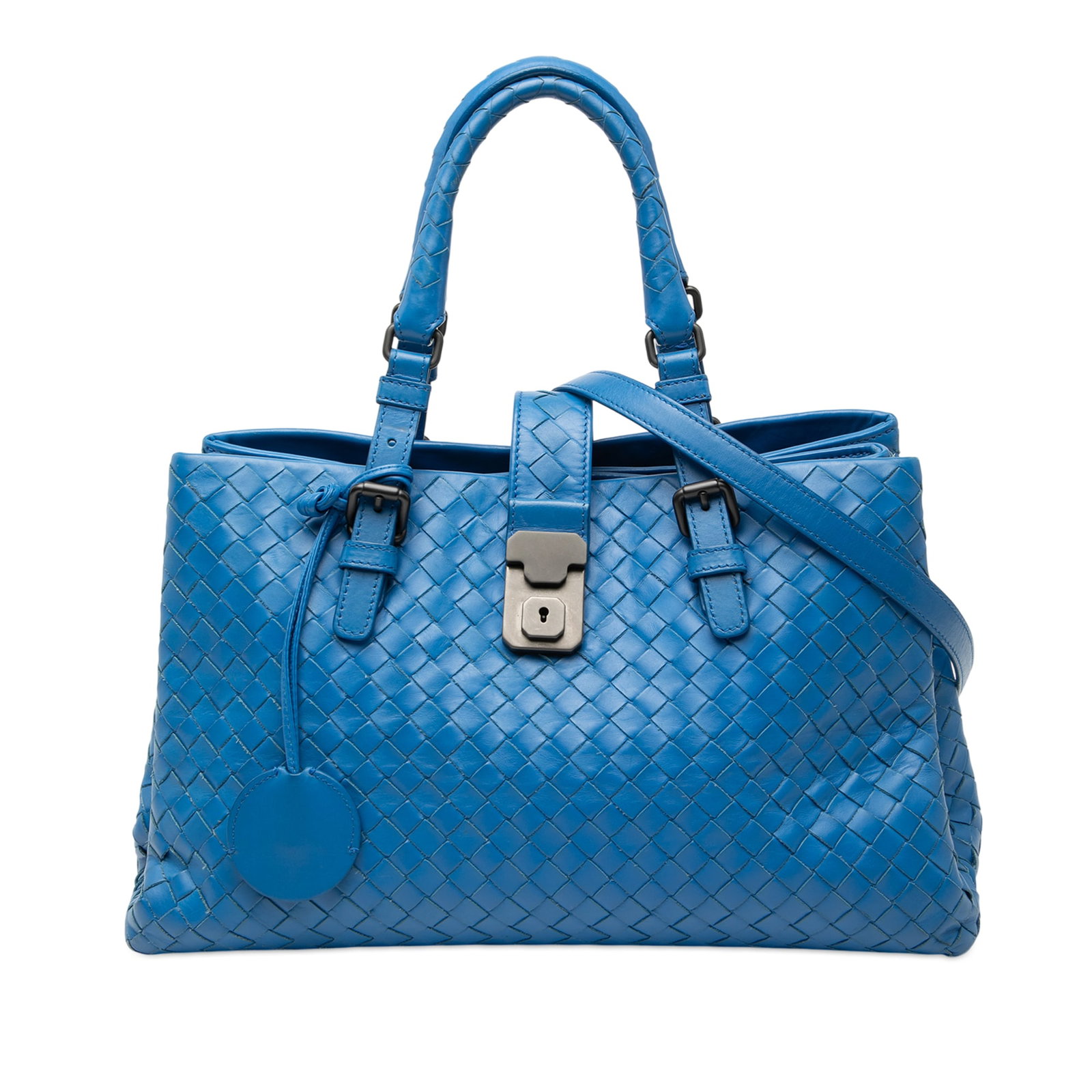 Bottega Veneta Roma Satchel Blue Nappa Leather (1 of 7)