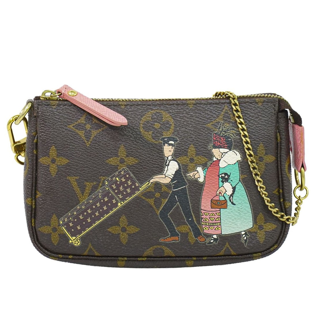 Louis Vuitton brown canvas Mini Pochette Accessoires: Louis Vuitton brown canvas Mini Pochette Accessoires This Louis Vuitton Mini Pochette Accessoires is crafted from brown canvas and features a compact, stylish design. Made in France, it is sized for c