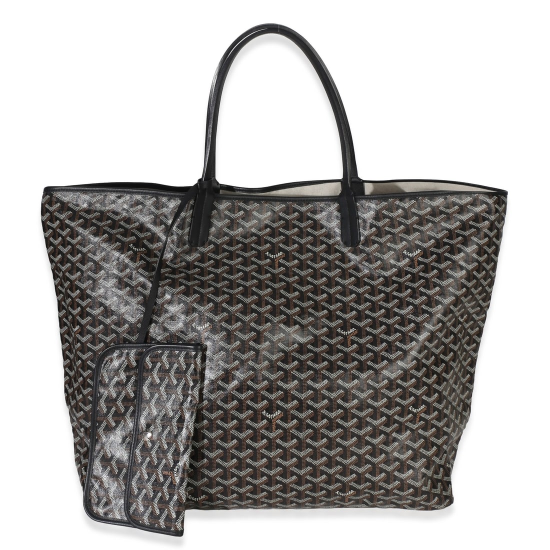 Black Goyardine Canvas Saint Louis XXL Tote with Dustbag and Pochette: Black Goyardine Canvas Saint Louis XXL Tote with Dustbag and Pochette This Goyard Saint Louis XXL tote features black Goyardine canvas with a spacious open top design. The bag includes a matching poch